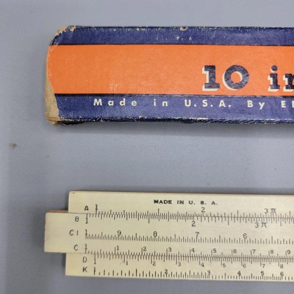 Vintage Engineering Instruments 10 inch Slide Rule Match Tool w/Box Made in USA